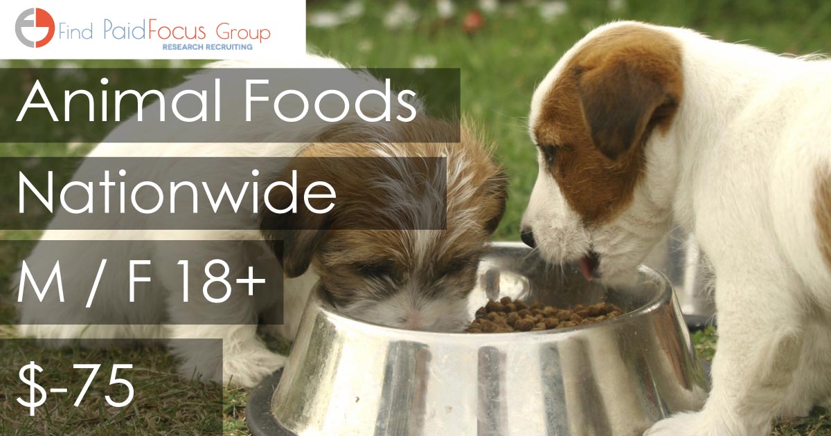 Paid Online focus group about Animal Foods - $75