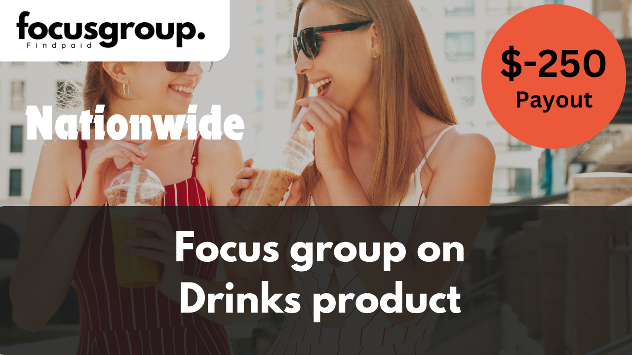 Focus Group on Drinks product Study- $250