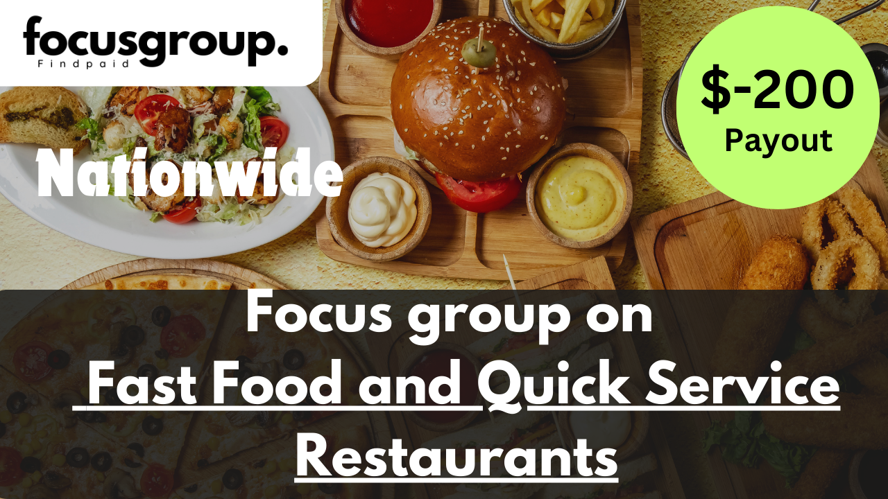 Focus Group on Fast Food and Quick Service Restaurants Study- $200