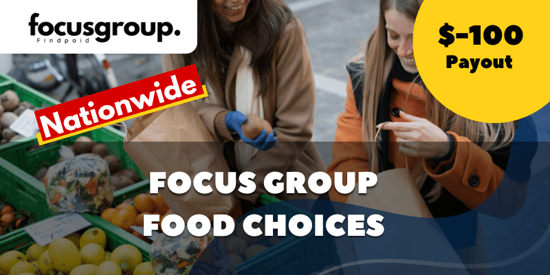 Paid Focus Group on Food choices - $100