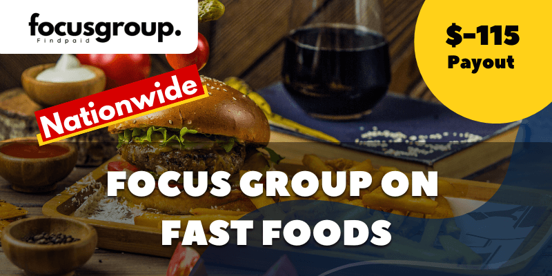 Paid Online Focus Group On fast foods Study - $115