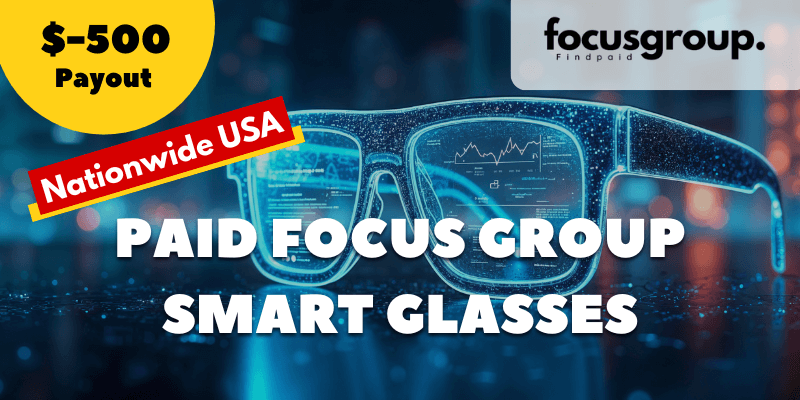 Paid Focus Group on Smart Glasses Study- $500